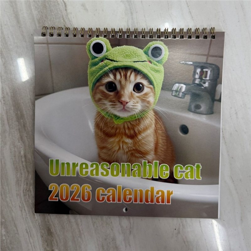 2026年新款跨境爆款亚马逊英文高地牛猫咪狗日历挂历台历厂家|undefined