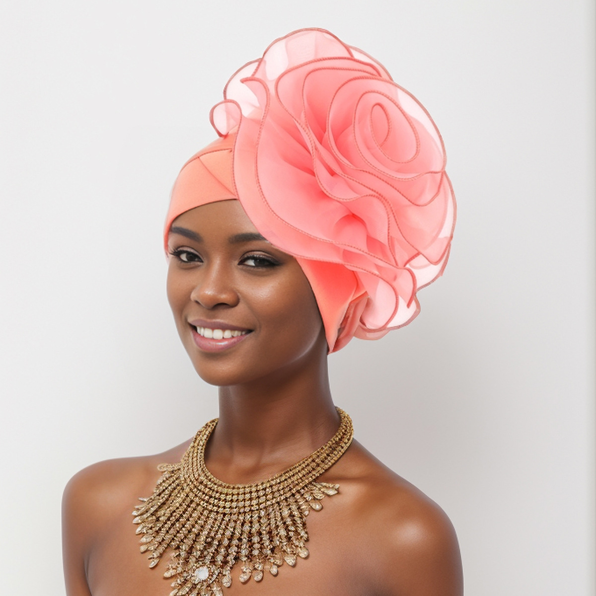Muslim hat Stylish side large flowers African national characteristics baotou hat headscarf hat_viptrois.com