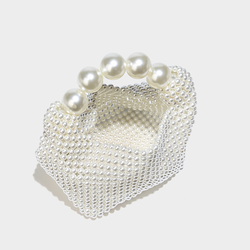 Perlina in stile francese Ins con design cavo, dolce ragazza versatile perla tenuta in mano, croce diagonale a spalla singola intrecciata a mano_voghion.com