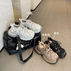 牛皮版~透气轻便老爹鞋女2025春季新款隐形内增高厚底百搭运动鞋