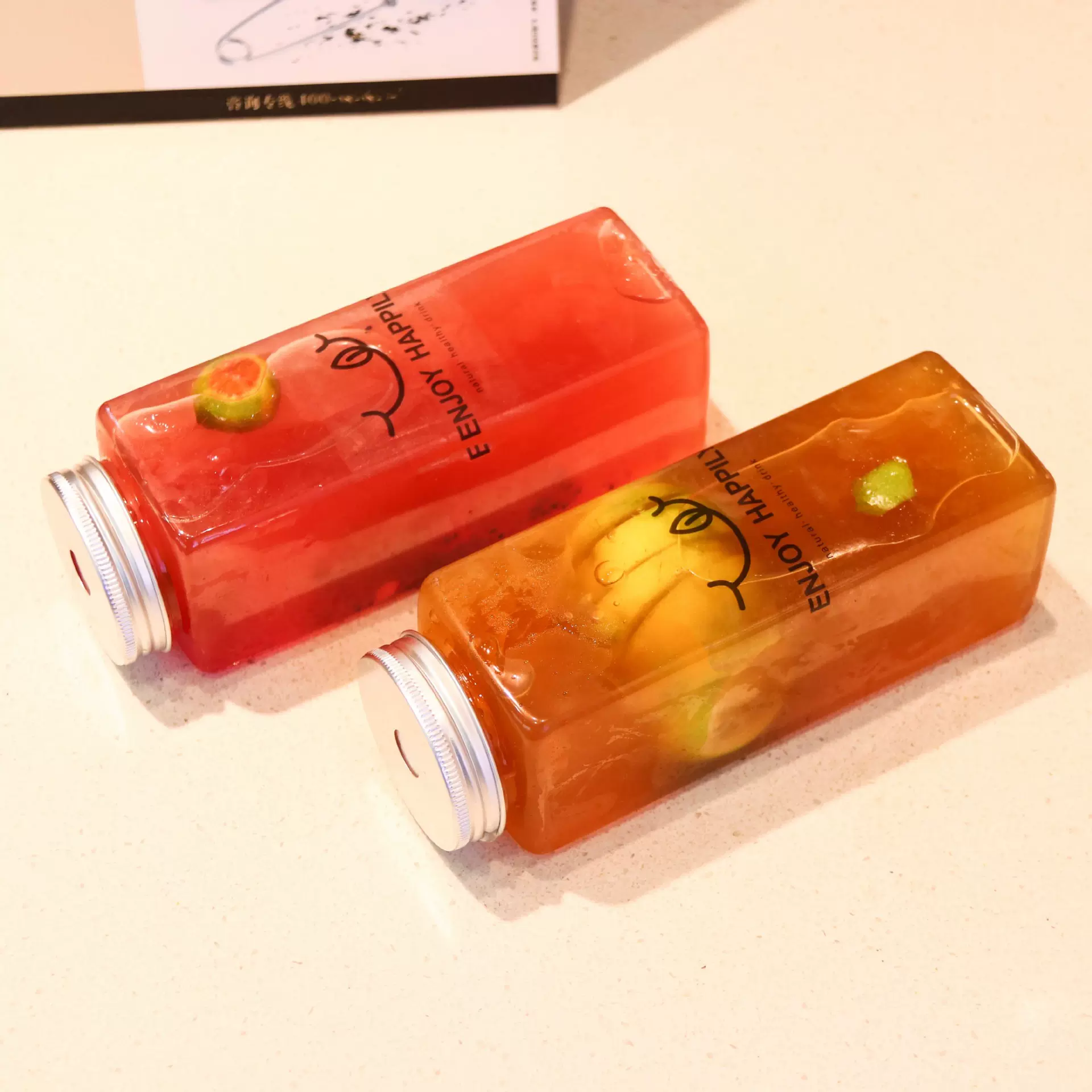 网红奶茶杯子一次性带盖透明加厚500ml方形果汁饮料瓶pet商用打包