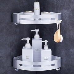 Thickened hole-free space aluminum triangle stand double-layer triangle blue thick corner bathroom shelf bathroom storage