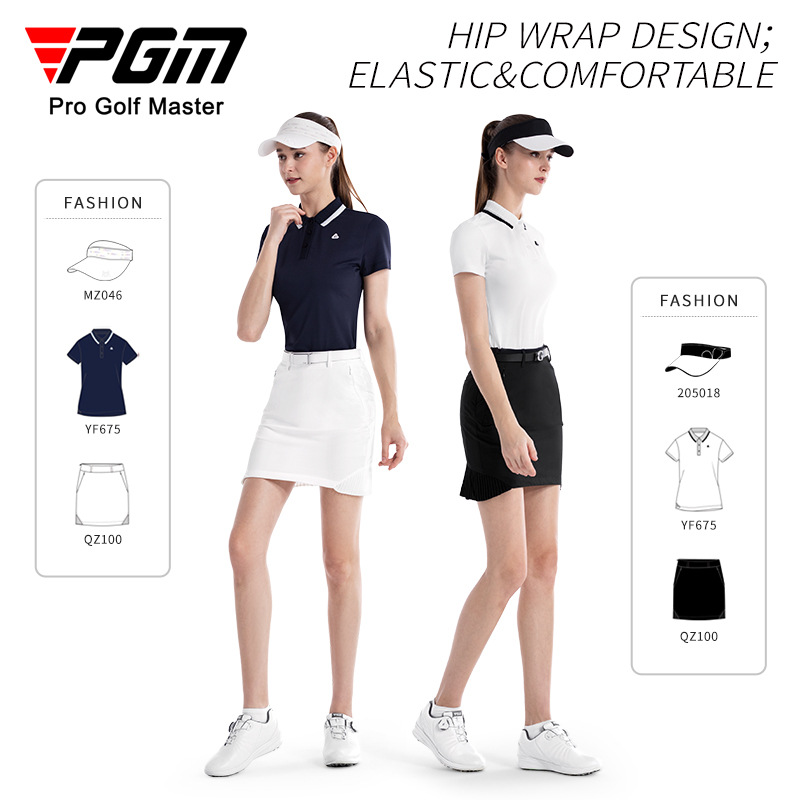 Váy golf nữ đuôi cá ôm hông phối voan xếp tầng — QZ100 [váy đuôi cá ôm hông] màu đen, QZ100 [váy đuôi cá ôm hông] màu trắng, QZ100 [Váy ngắn đuôi cá ôm hông] màu xanh nước biển