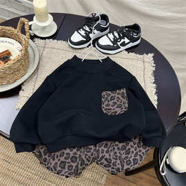 男童套装韩版豹纹卫衣2026春季新款儿童宝宝洋气时髦休闲裤两件套