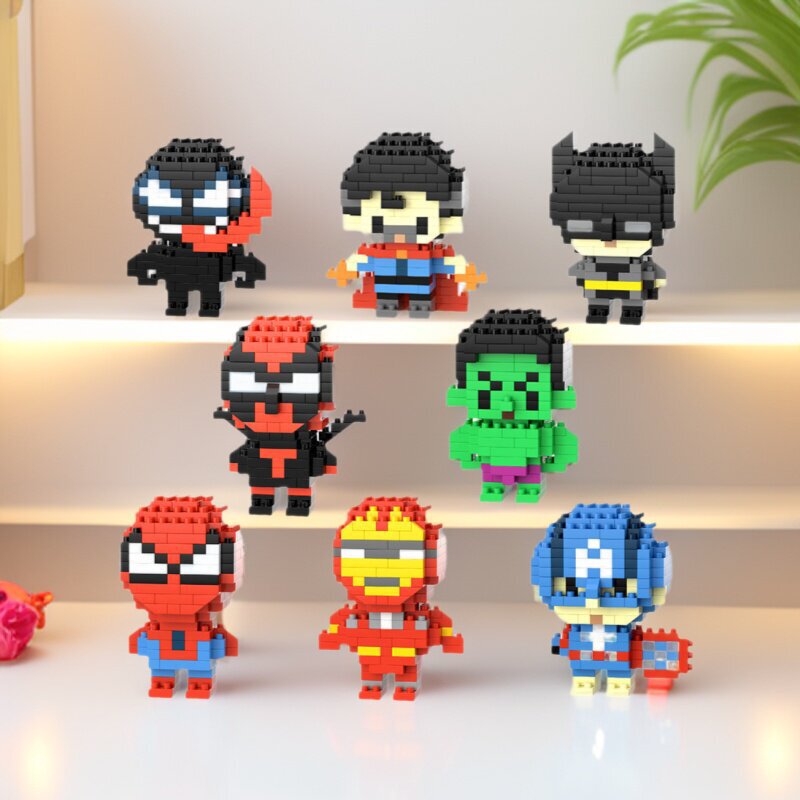 Cross-Border Micro-Particle Building Blocks Children's Educational Toys Marvel Figures Cartoon Small Ornaments Superheroes Cross-Border Micro-Particle Building Blocks Children's Educational Toys Marvel Figures Cartoon Small Ornaments Superheroes