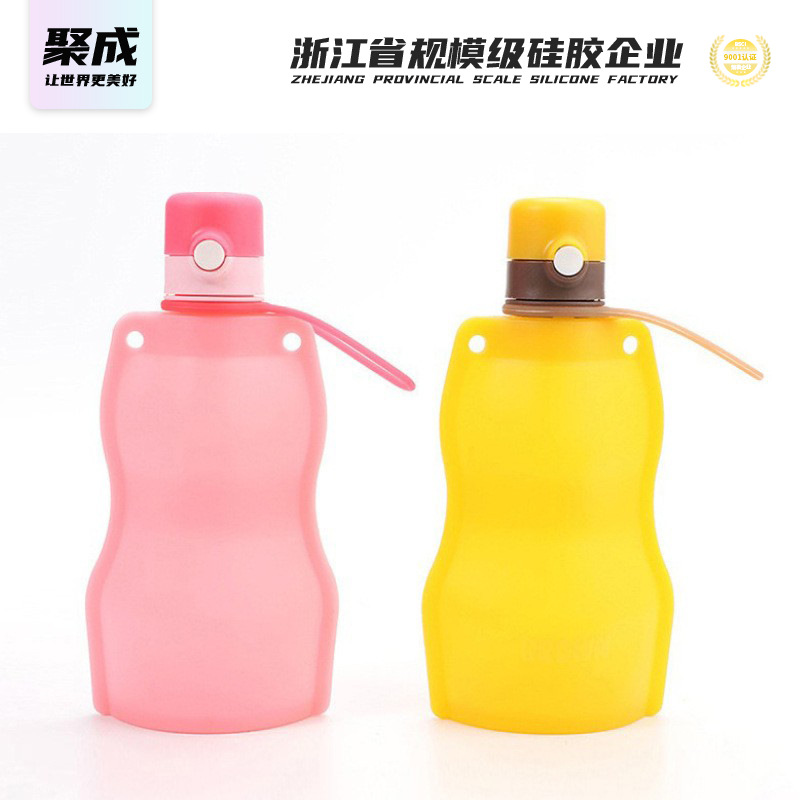 新款硅胶水袋户外便携运动折叠水杯儿童水壶创意婴童礼品杯子跨境
