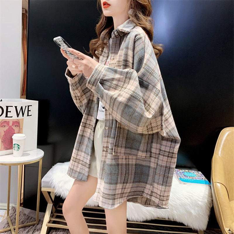 Explosive Sanding fleece-lined Thickened Plaid Shirt Women's Spring Autumn and Winter New Casual Wool Loose Warm Top Coat Explosive Sanding fleece-lined Thickened Plaid Shirt Women's Spring Autumn and Winter New Casual Wool Loose Warm Top Coat