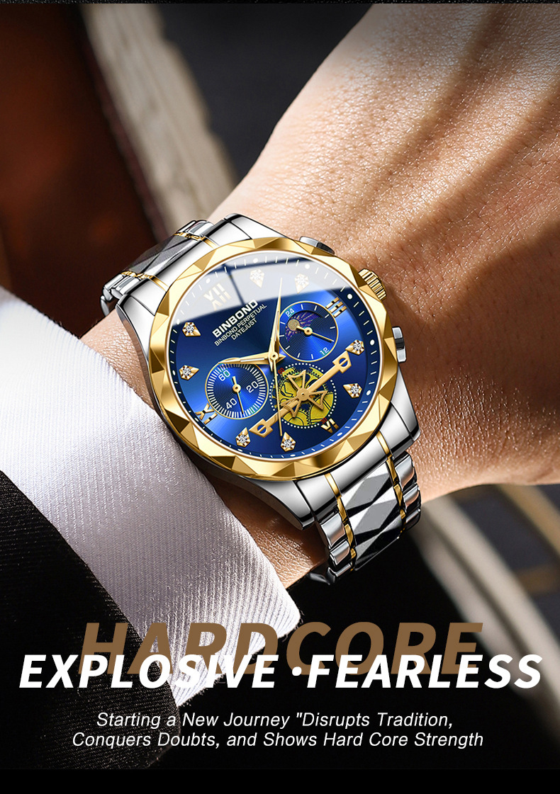 Men's Quartz Watch Multifunctional Tungsten Steel Chronograph_voghion.com