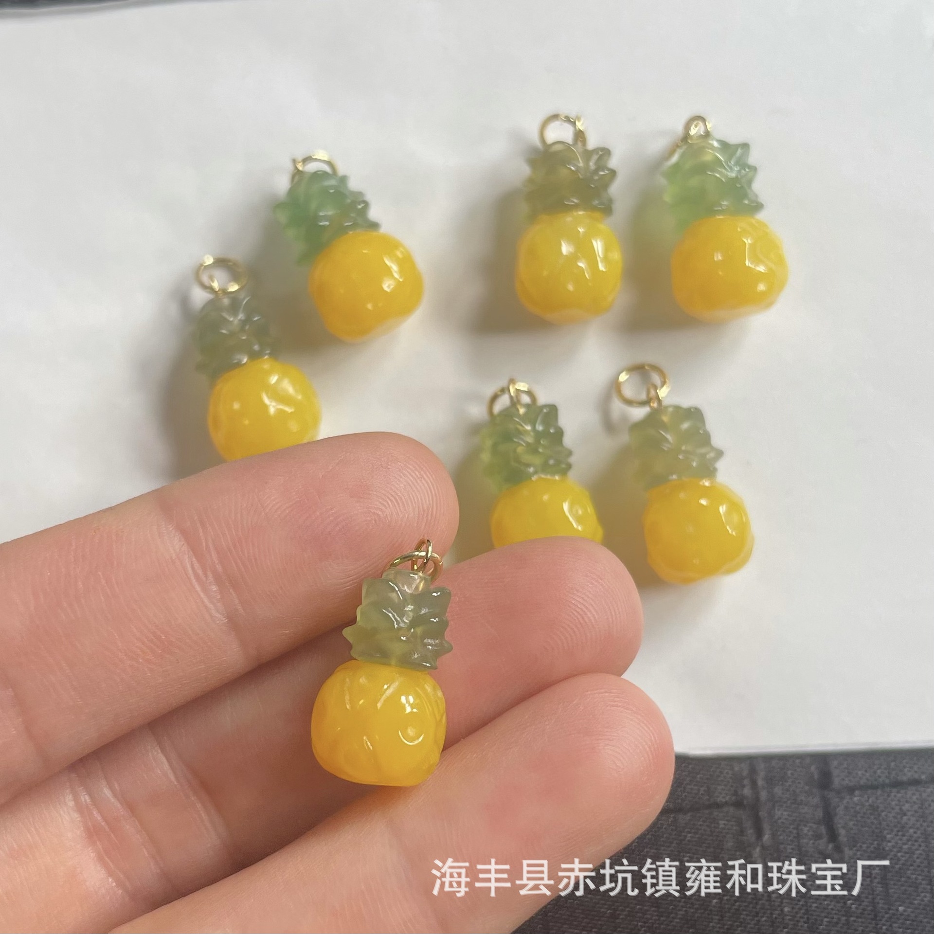 (2개) 노란색 마노 칼세도니 파인애플 펜던트 마노 파인애플 펜던트 목걸이 액세서리 작은 펜던트 작은 슬립