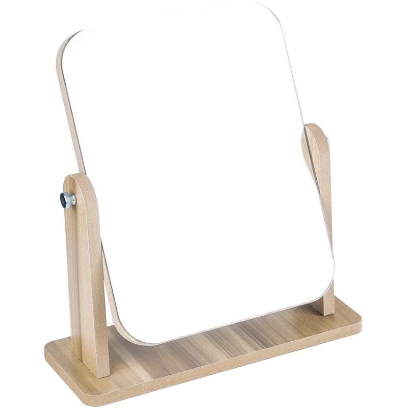 Espejo de maquillaje de escritorio de madera HD de un solo lado espejo de tocador de escritorio dormitorio regalo de cumpleaños con letras