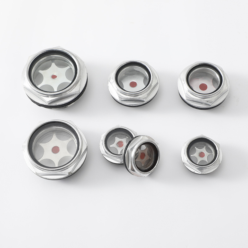 Aluminum Oil Sight Glass Oil Window Round Hexagonal Screw-In Oil 
