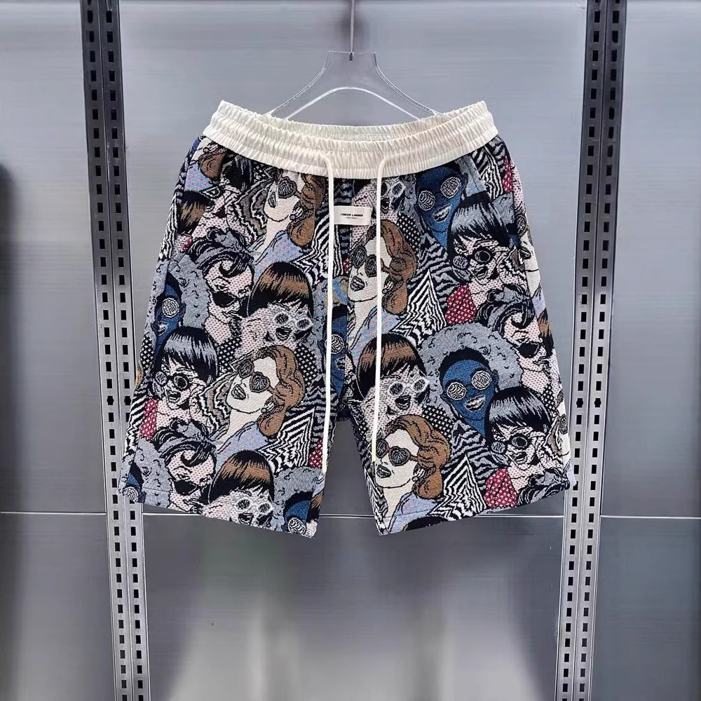 Verano nuevo estilo de alta marca Jacquard pantalones cortos casuales de moda masculinos sueltos pantalones deportivos transpirables
