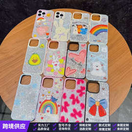 适用iPhone13苹果手机壳15promax透明软壳蝴蝶结16闪钻14手机套12