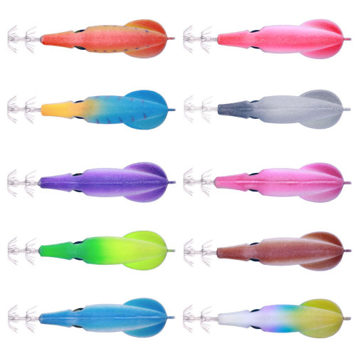 New 9.4CM-6G spray velvet PVC wooden shrimp octopus hook sea fishing steel wire wooden shrimp squid needle bionic bait lure