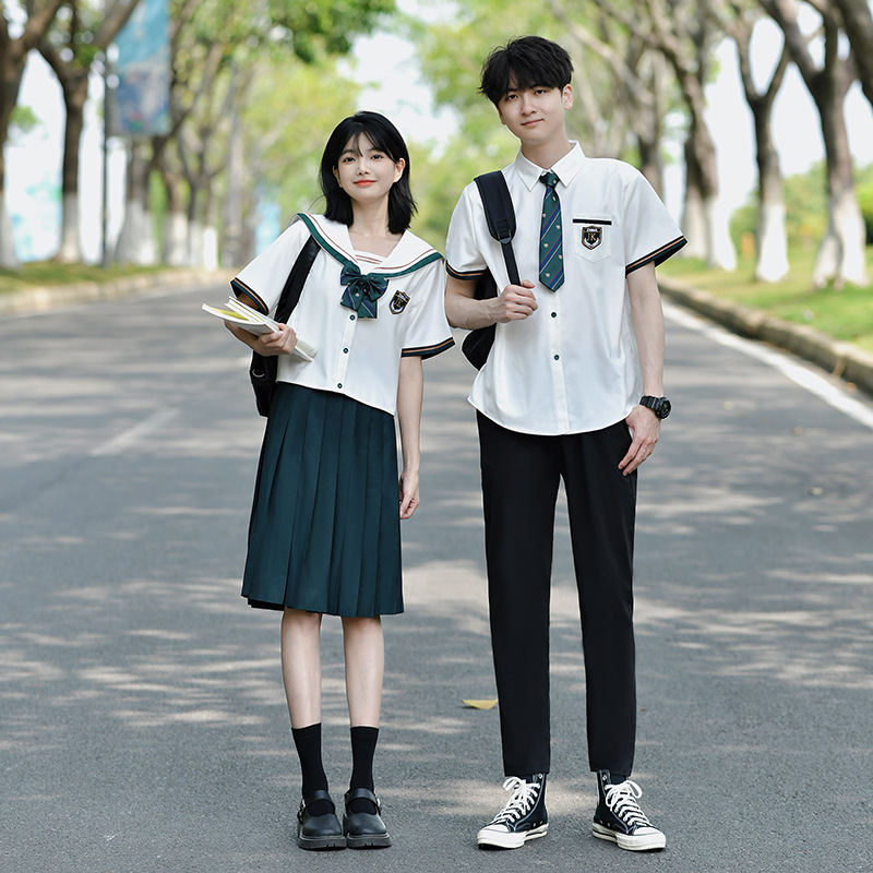 JK Uniform Graduation Photo Class Uniform for Grade 5 and Grade 6 Summer suit Junior High School Students British College Style High School Uniform