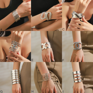 European and American cross-border jewelry French simple design sense open smooth bracelet niche retro hollow geometric jewelry