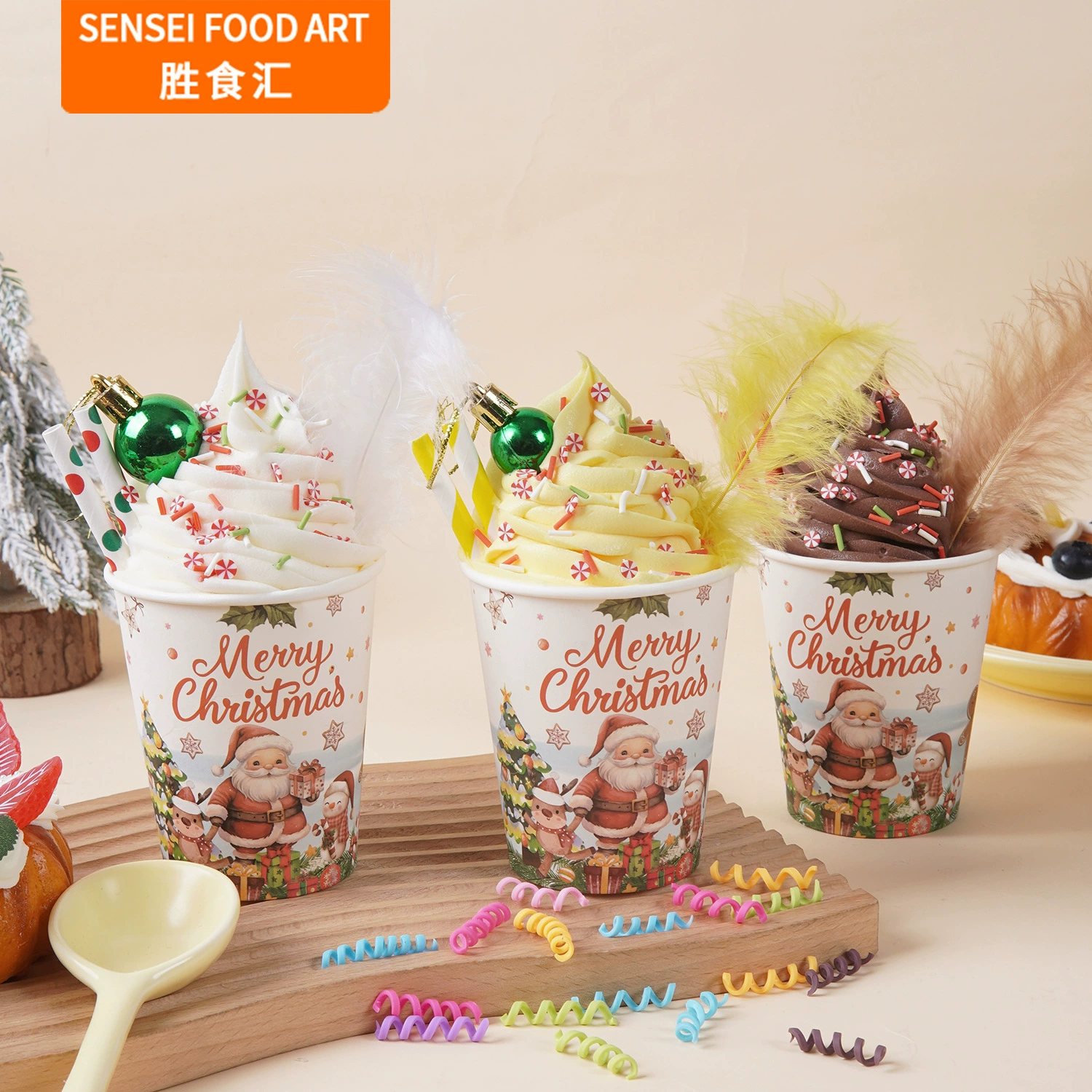 Моделирование рождественской темы крем кофейная соломинка чашка реквизит Витрина реквизит Моделирование Рождественская чашка для мороженого модель