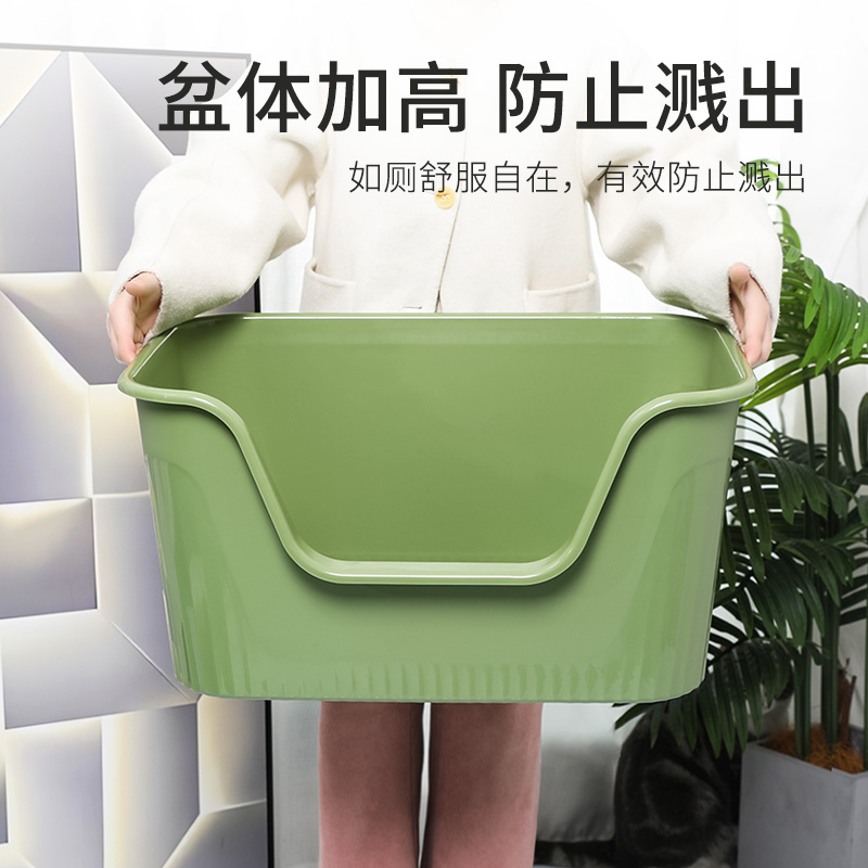 Caja de arena para gatos de gran tamaño anti-Splash abierto integrado gato inodoro caja de arena para gatos fábrica en stock entrega al por mayor
