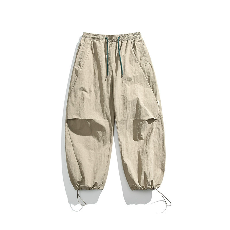 24 Весенняя новая японская уличная мода, простые однотонные брюки с завязками на щиколотке, мужские повседневные Прямые брюки