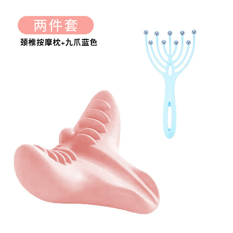 Almohada de columna cervical, masaje de estiramiento, almohada de columna cervical, acupresión por gravedad, protección portátil para el cuello en el hogar, almohada de masaje de relajación para hombros y cuello