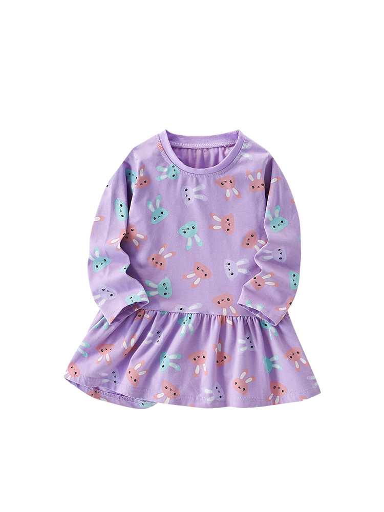 Malwee falda de niña otoño y invierno nueva camiseta de cuello redondo europea y americana linda falda de princesa vestido de niños de mangas largas