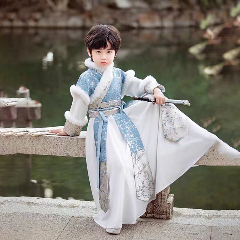 Changfeng 2024 New Hanfu Boys' New Year's Service Children's Ancient Clothes Thickened National Style Tang Suit New Year Autumn and Winter Changfeng 2024 New Hanfu Boys' New Year's Service Children's Ancient Clothes Thickened National Style Tang Suit New Year Autumn and Winter