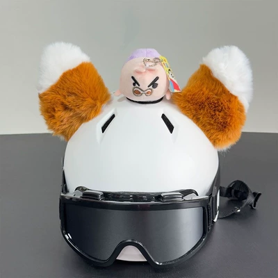 for Electric Vehicles, Ski — Dəbilqə (Kaska) aksesuarları - brown-ears-white-tips-chubby