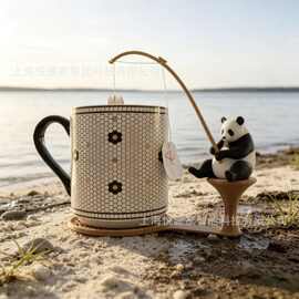 跨境新品Cute Animal Fishing Decorative Tea Bag Stand茶包支架