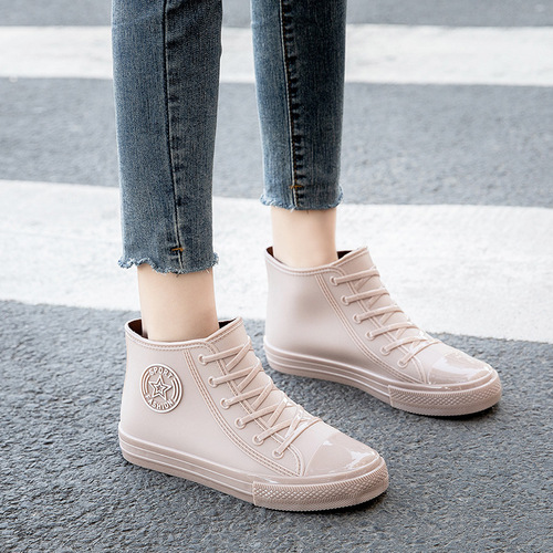 Fashionable Short Waterproof Shoes for Women Adults Anti-Slip Kitchen Rain Boots with Fleece Warmth for Students Versatile Trendy
