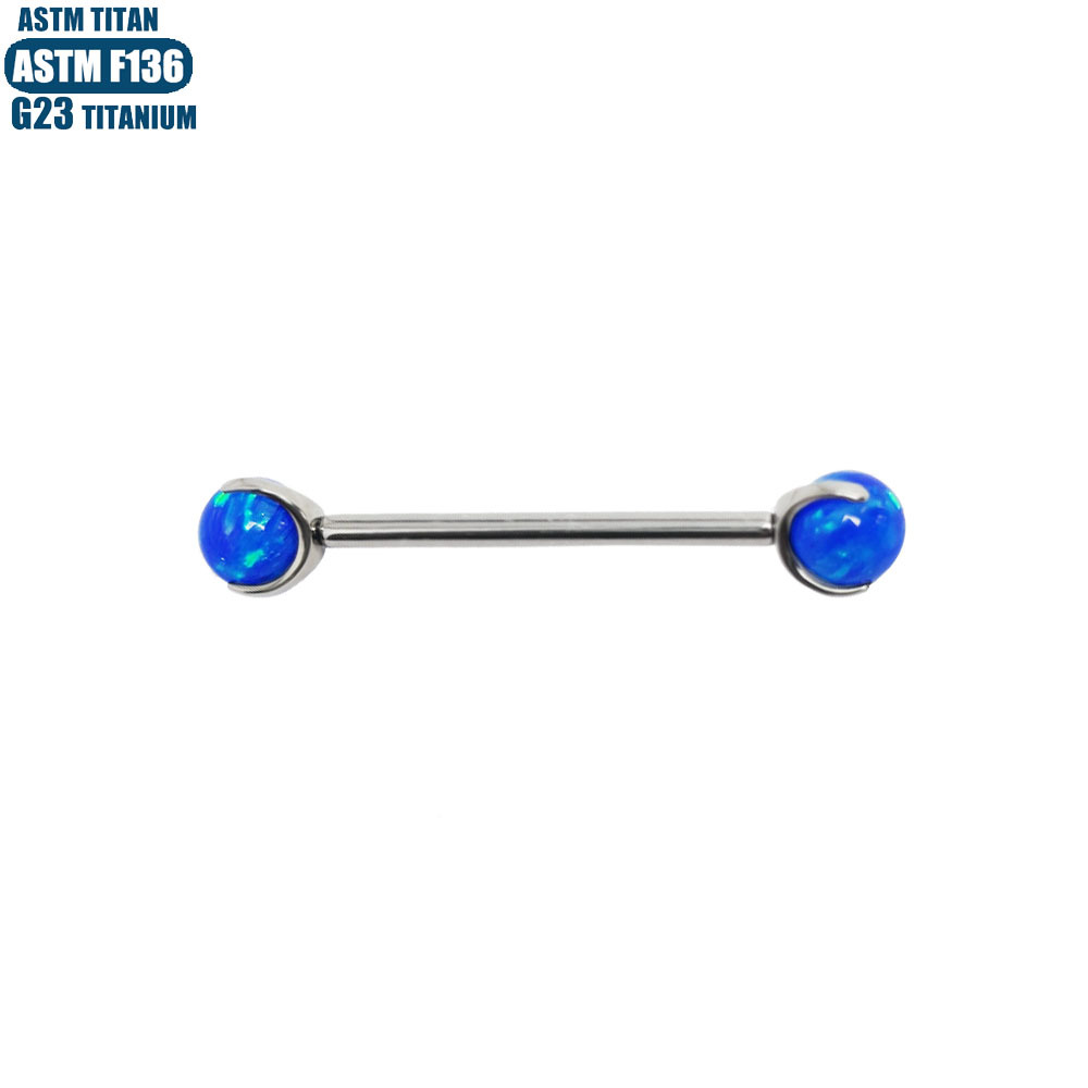 F136 Titanium Opal Lip Tongue Barbell 16G Internally Threaded Body Piercing Jewelry Straight Bar detail image 11