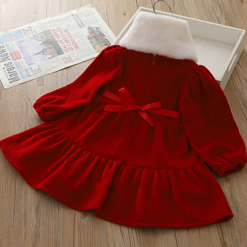 Vêtements pour filles, nouveaux styles d'automne et d'hiver, robes de princesse pour enfants de Noël en peluche épaisse de petite et moyenne taille,_voghion.com
