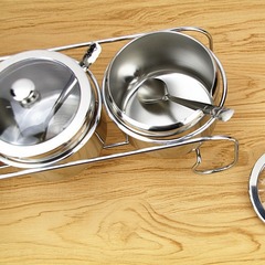 Stainless steel four-flavor seasoning box set seasoning box with lid visible three- and four-flavor seasoning jar box bottle holder with spoon