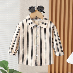 Children's shirts 2024 Spring New Children's shirts Spring and Autumn Style Smiling Children Striped Long Sleeve Men's Top Jacket