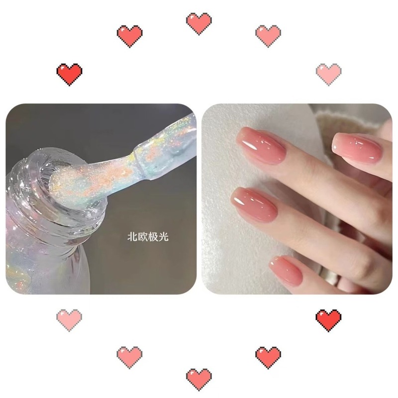 火龙果色指甲油免烤不可撕持久不掉色快干显白亮晶晶爆闪美甲油|undefined