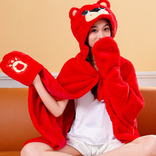 定制连帽披肩毯春秋流行穿搭卡通斗篷披风毯子空调午睡毯厂家批发