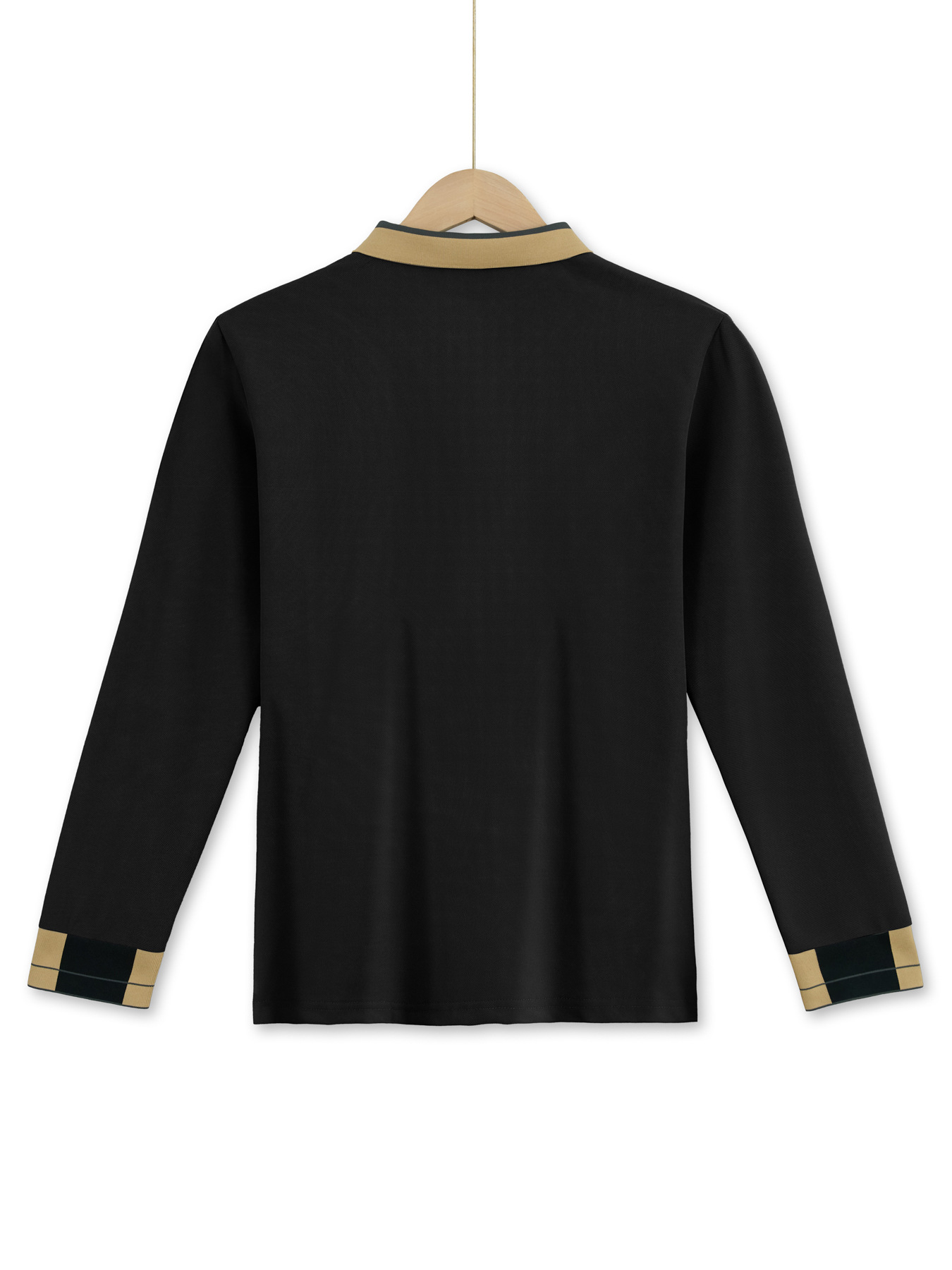 Cross-Border European And American Long Sleeve Turn-Down Collar Men's T-Shirt Waffle Solid Color Button Casual_voghion.com