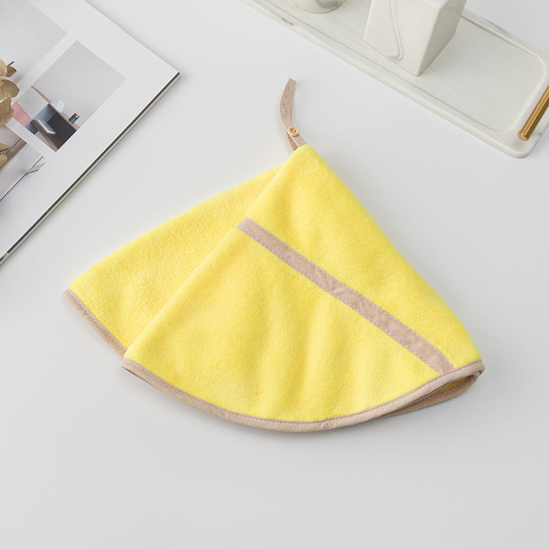 Colgando toalla de mano de lana de coral trapo toalla de cocina paño redondo swing toalla de mano limpieza fuerte absorbente