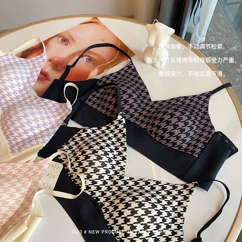 Heart Machine Chanel style sling houndstooth sports underwear women's push up fitness shockproof beauty back thin plus size yoga bra Heart Machine Chanel style sling houndstooth sports underwear women's push up fitness shockproof beauty back thin plus size yoga bra