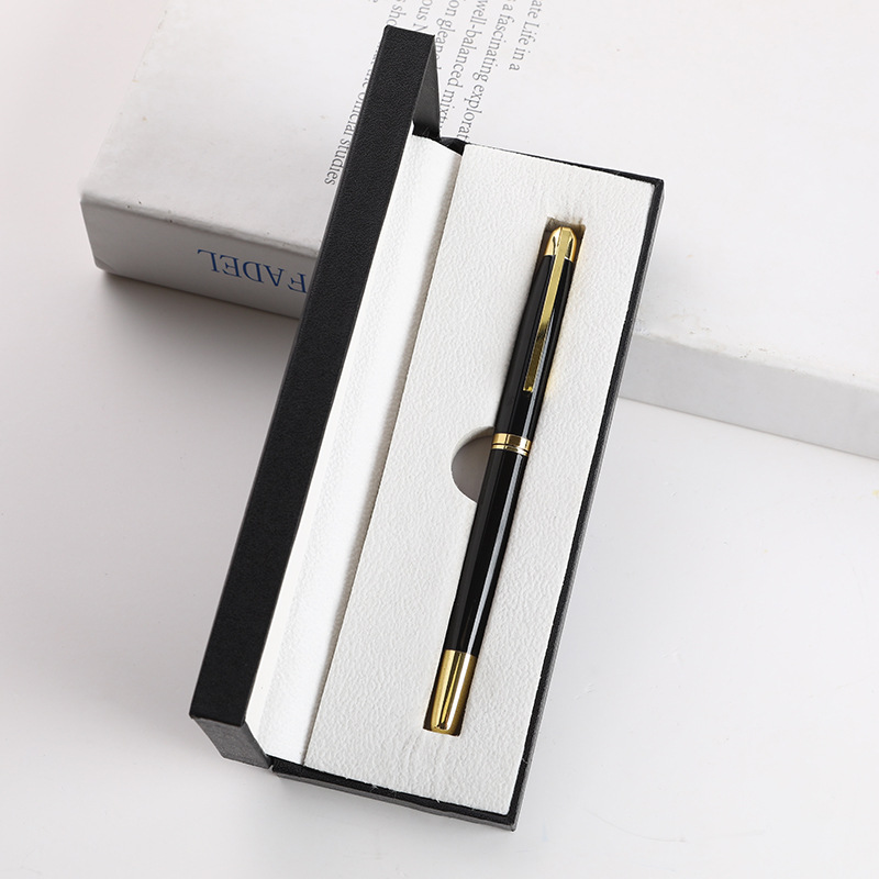 Pluma de firma de metal comercial de alta calidad, caja de regalo, logotipo personalizado, publicidad, grabación de pluma neutra