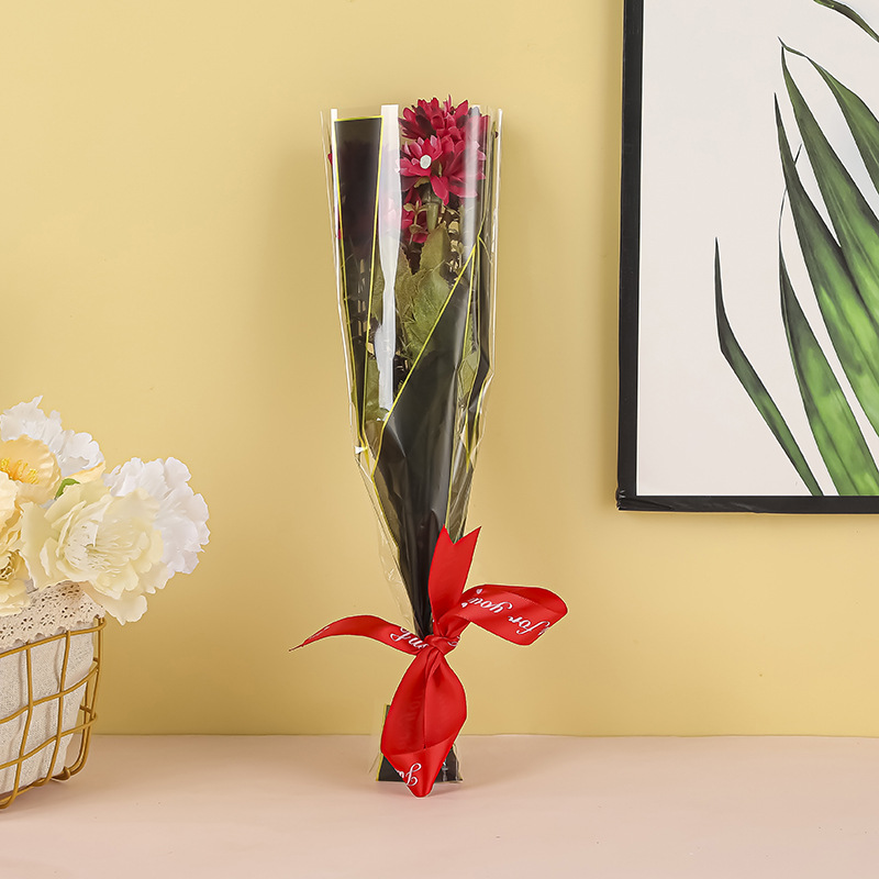 Bolsa de embalaje de flores, bolsa individual de rosas, tienda de flores, bolsa de embalaje de ramo transparente diy, bolsa de ramo opp impermeable de alta gama