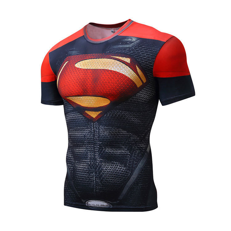 20233D printed shirt sports tight clothes short-sleeved T-shirt digital printing fitness clothes training clothes breathable sweat-wicking
