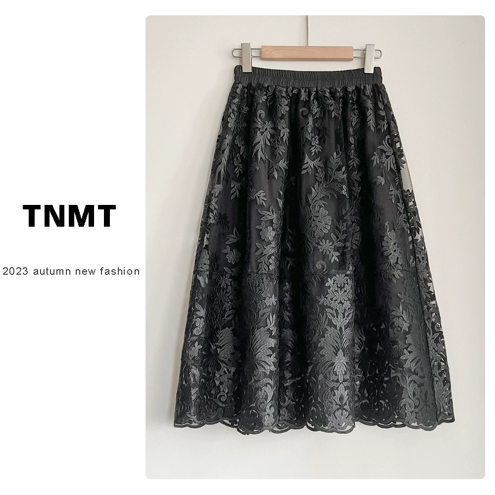 Тяжелый промышленный кружевной вышивкой сетчатый фонарь юбка с эластичной талией бутик женская юбка-зонтик легкая юбка платье полуюбка оптом