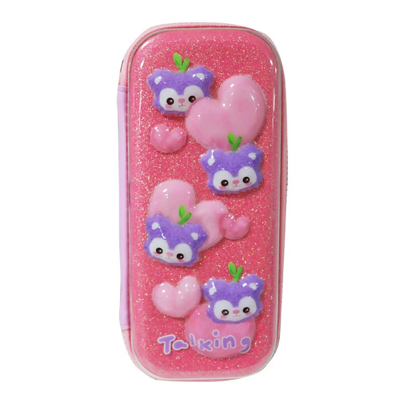 Cartoon three dimensional children's cute capacious pencil case for elementary school students for early age, in 3d format, Birthday gift