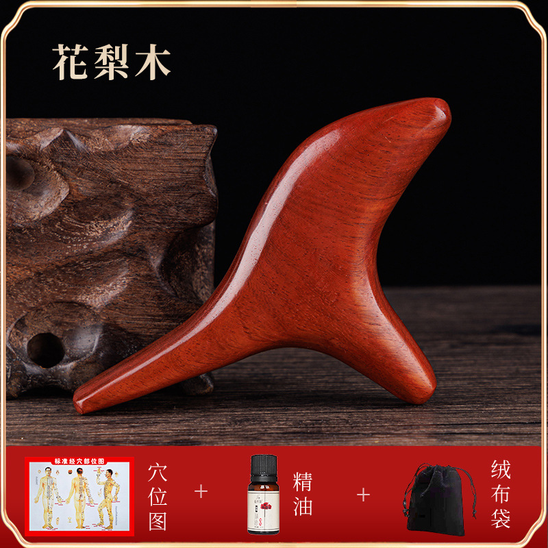 檀木の三角すずめのマッサージ器の蜜ろうの香木の筋の経絡の錐は足の底のツボの足を押してマッサージして穴の棒をつけます。