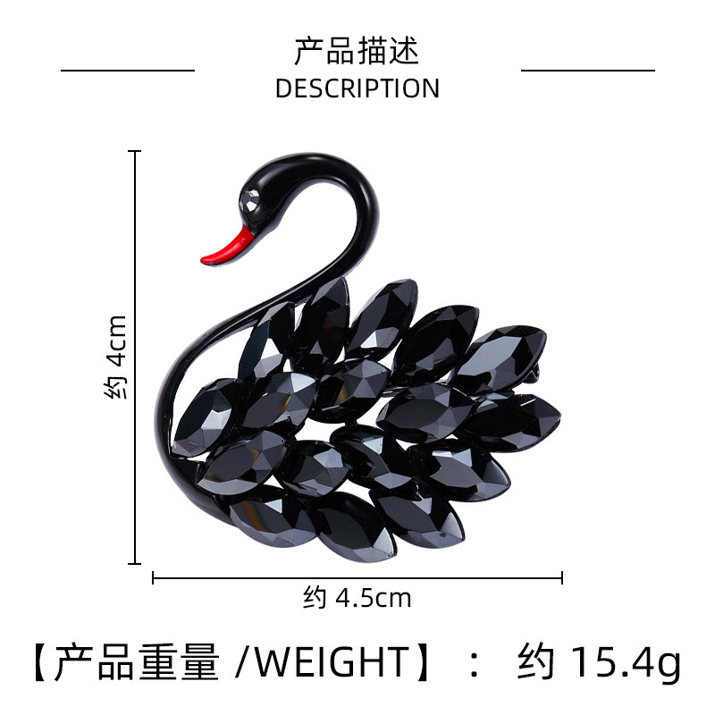 Europa y América transfronterizos lujosos cisne broche personalidad femenina broche de cristal estilo de moda flor de pecho universal abrigos cardigan broche image 6