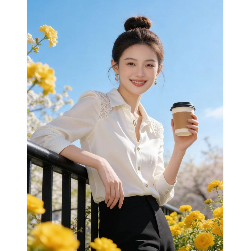 白色衬衫今年流行爆款高级感轻奢减龄洋气气质打底内搭上衣2026春