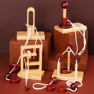 Educational Wooden Unlocking Toy to Exercise Spatial Thinking Ability for Kidsren and Adults Luban Lock to Decompress Primary School Students