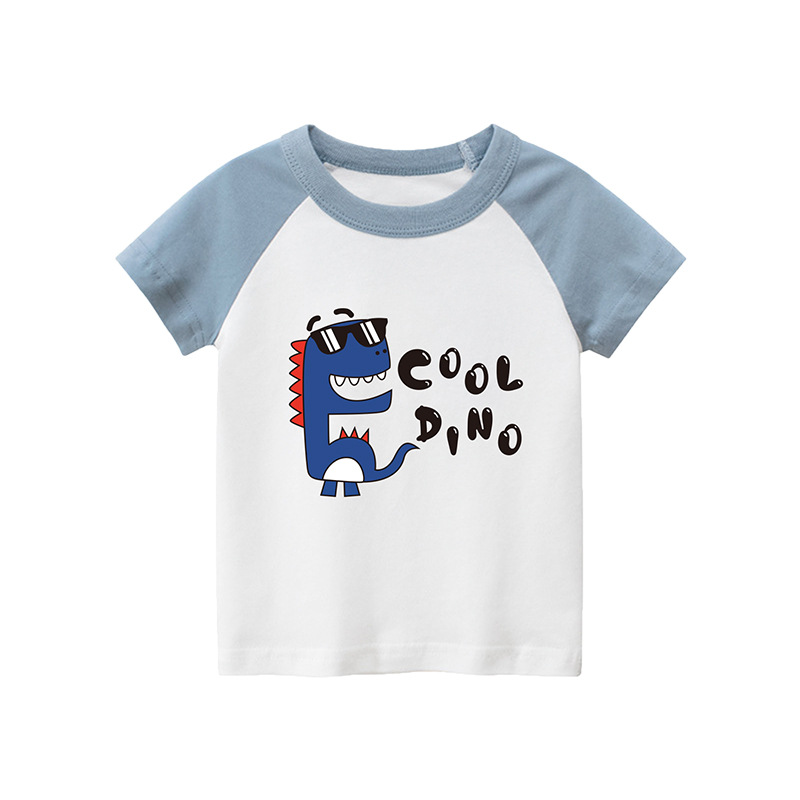 2021夏季卡通童装中小童休闲圆领恐龙短袖T恤