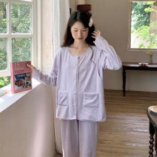 [in stock 6272] Pajamas Autumn and Winter Postpartum Mink Velvet Moon Clothing Can be Wearing for Nursing Home Clothing for suit Pregnant Women