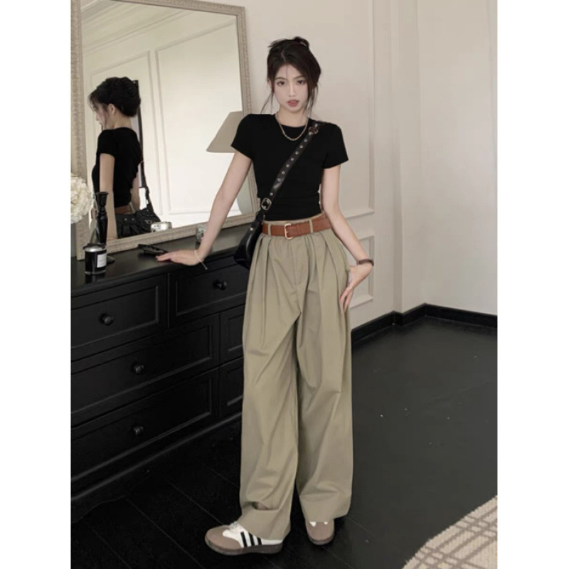夏のカレー色の半袖tシャツの短いタイプのフランスの甘くて辛いです。|undefined